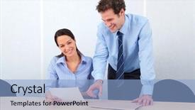  Presentation with people - Slides with operational management - two business people background and a light blue colored foreground