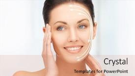  Presentation with cosmetic surgery - PPT layouts featuring operational readiness - picture of beautiful woman ready background and a coral colored foreground