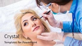  Presentation with plastic surgery - Colorful PPT theme enhanced with operational readiness - woman getting ready for plastic backdrop and a coral colored foreground