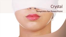  Presentation with beautiful young woman getting face - Colorful PPT theme enhanced with operational risks - portrait of beautiful young female backdrop and a  colored foreground