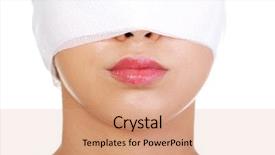  Presentation with laser beauty treatment - Beautiful slides featuring operational risks - portrait of beautiful young female backdrop and a  colored foreground