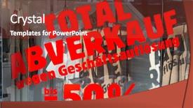  Presentation with bankruptcy - PPT theme featuring operational risks - total sales for liquidation symbolic background and a  colored foreground