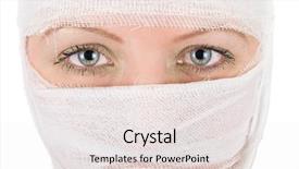  Presentation with bandages - Cool new PPT theme with operational risks - woman with bandages on her backdrop and a sky blue colored foreground