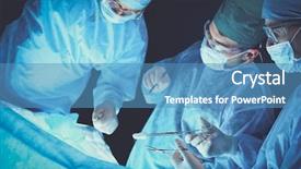  Presentation with team work - Colorful presentation theme enhanced with operationalize - group of surgeons at work backdrop and a teal colored foreground