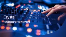  Presentation with control panel - Presentation with instrument opiratoir - sound operator hands background and a navy blue colored foreground