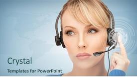  Presentation with virtual assistant - Slide set with operator with headphones and virtual background and a sky blue colored foreground