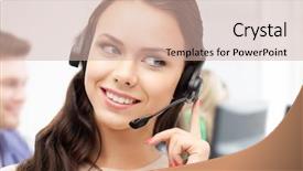  Presentation with technology - Cool new presentation theme with operator with headphones in call backdrop and a  colored foreground