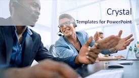  Presentation with call center - Slides consisting of operators of the call center background and a sky blue colored foreground