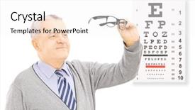  Presentation with eyesight - Beautiful PPT layouts featuring ophtalmology - senior gentleman standing in front backdrop and a white colored foreground