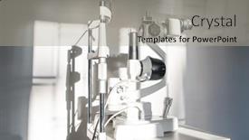  Presentation with medical equipment - Presentation design enhanced with ophthalmological-diagnostic-equipment-on-workplace background and a light gray colored foreground