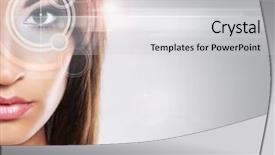  Presentation with ophthalmology - Colorful presentation enhanced with ophthalmology and eye scanning technology backdrop and a light gray colored foreground