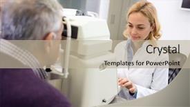  Presentation with eye ball dilated gif - Slides having ophthalmoscope - nice female eye specialists determines background and a mint green colored foreground