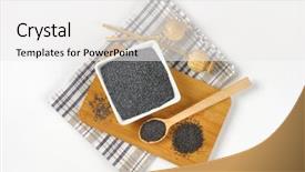  Presentation with opiate - PPT theme featuring opiate - bowl of poppy seeds na background and a  colored foreground
