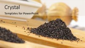  Presentation with opiate - Beautiful theme featuring opiate - heap of poppy seeds backdrop and a  colored foreground