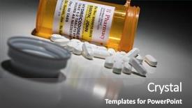  Presentation with prescription - PPT theme having opiodis - hydrocodone pills and prescription bottle background and a dark gray colored foreground