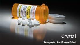  Presentation with prescription - Audience pleasing slides consisting of opiodis - hydrocodone pills and prescription bottle backdrop and a dark gray colored foreground