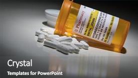  Presentation with release - Cool new slides with opiodis - hydrocodone pills and prescription bottle backdrop and a dark gray colored foreground