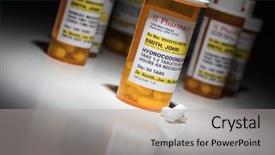 Presentation with prescription - Audience pleasing PPT theme consisting of opiodis - hydrocodone pills and prescription bottles backdrop and a light gray colored foreground