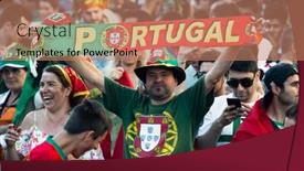  Presentation with european football - PPT theme consisting of oporto-portugal-jul-10-2016 background and a coral colored foreground
