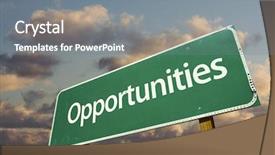  Presentation with career path - Colorful PPT theme enhanced with opportunities green road sign backdrop and a gray colored foreground