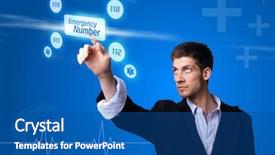  Presentation with emergency - Theme with opportunities medicine business - doctor pressing digital button emergency background and a ocean colored foreground