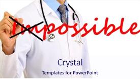  Presentation with possible - Audience pleasing slide set consisting of opportunities medicine business - doctor turning word impossible backdrop and a sky blue colored foreground
