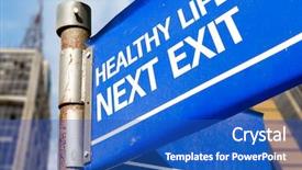  Presentation with healthy - Beautiful PPT layouts featuring opportunities medicine business - healthy life next exit blue backdrop and a teal colored foreground