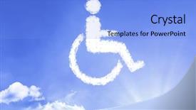  Presentation with thin blue line police symbol - PPT theme enhanced with opportunities medicine business - wheelchair symbol written a cloud background and a light blue colored foreground