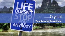  Presentation with road stop sign - Slide set featuring land opportunity - life doesn't stop for anybody background and a teal colored foreground