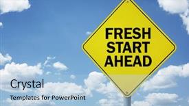  Presentation with fresh start - Theme consisting of opportunity future and new career background and a light blue colored foreground