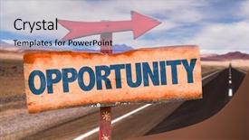  Presentation with opportunity - Audience pleasing slides consisting of opportunity sign with road background backdrop and a light gray colored foreground