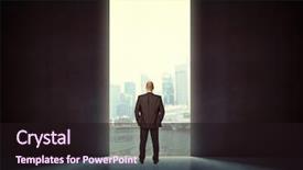  Presentation with man door - Theme featuring opportunitydoor - standing man and huge door background and a wine colored foreground
