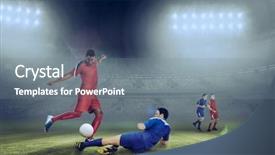  Presentation with football blue - Slide set having opposing - football players tackling background and a gray colored foreground