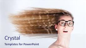  Presentation with long hair - Theme enhanced with opposing - long hair of woman blowing background and a sky blue colored foreground