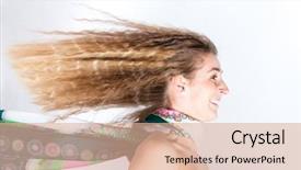  Presentation with long hair - Slides consisting of mom hugs her little cutest baby after bath with towel on head child caring routine family life mother and baby background and a soft green colored foreground.