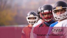  Presentation with american football - Theme with opposing - portrait of young american football background and a violet colored foreground