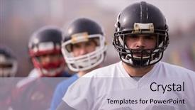  Presentation with american football - Colorful PPT layouts enhanced with opposing - portrait of young american football backdrop and a light blue colored foreground