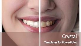  Presentation with health woman running female runner - PPT theme having opposing - teeth of a healthy woman background and a coral colored foreground