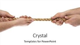  Presentation with rope - PPT layouts with opposing ideas - hands gripping piece of rope background and a white colored foreground