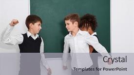  Presentation with oppression - Presentation theme enhanced with oppression - brave little boy protecting girl background and a light gray colored foreground