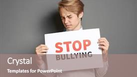  Presentation with oppression - Colorful slide deck enhanced with oppression - teenage boy holding sign backdrop and a gray colored foreground