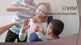  Presentation with oppression - Theme having oppression - teenagers bullying their classmate indoors background and a light gray colored foreground