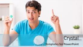  Presentation with home - PPT theme consisting of opthalmology - man trying contact lenses background and a  colored foreground