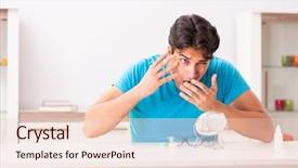  Presentation with home - PPT theme consisting of opthalmology - man trying contact lenses background and a  colored foreground