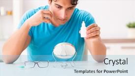  Presentation with home modification - Beautiful presentation featuring opthalmology - man trying contact lenses backdrop and a  colored foreground