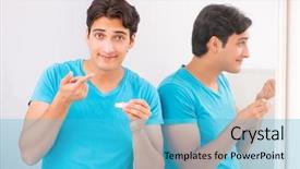  Presentation with opthalmology - Slides consisting of opthalmology - man trying contact lenses background and a  colored foreground