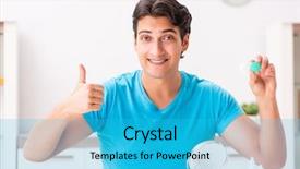  Presentation with contact lens - Beautiful PPT theme featuring opthalmology - man trying contact lenses backdrop and a  colored foreground
