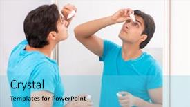  Presentation with contact lens - Slides featuring opthalmology - man trying contact lenses background and a cyan colored foreground