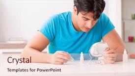  Presentation with home - Amazing slides having opthalmology - man trying contact lenses backdrop and a  colored foreground