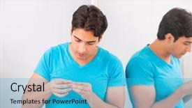  Presentation with opthalmology - Theme consisting of opthalmology - man trying contact lenses background and a  colored foreground